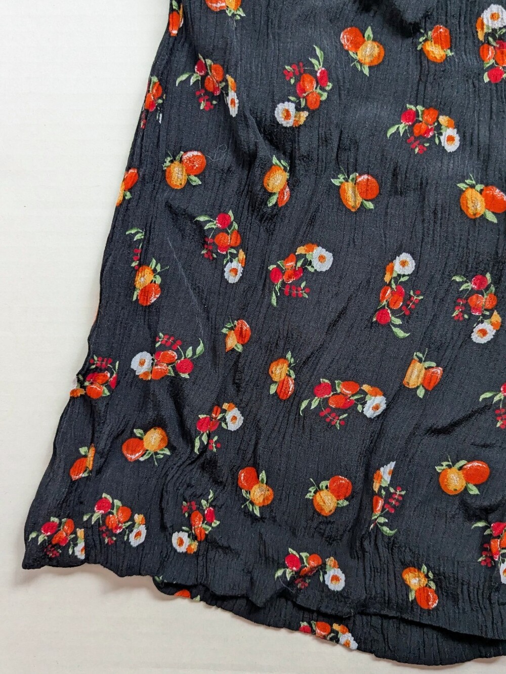 Vintage Crinkle Oranges + Flower Print High Waist Shorts - Picture 7 of 11